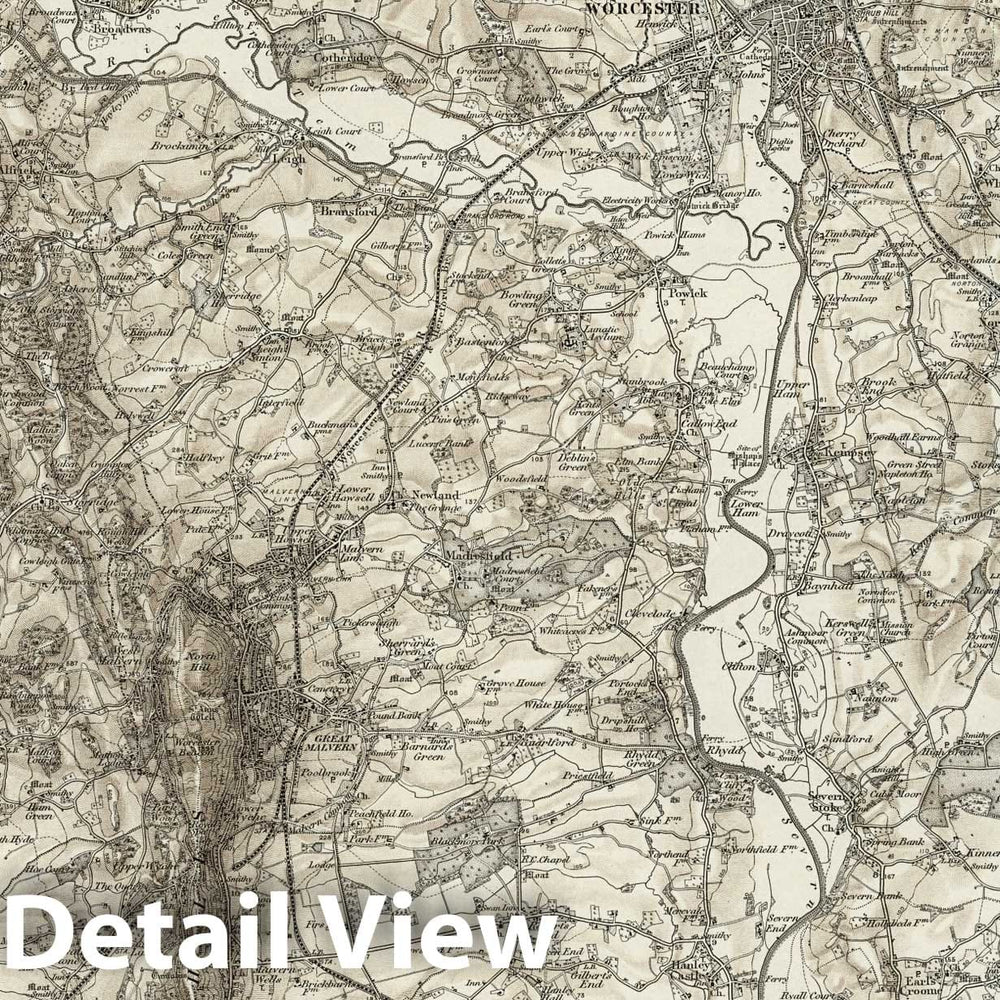 Historic Map : 199 Worcester (Hills) 1898 - Vintage Wall Art