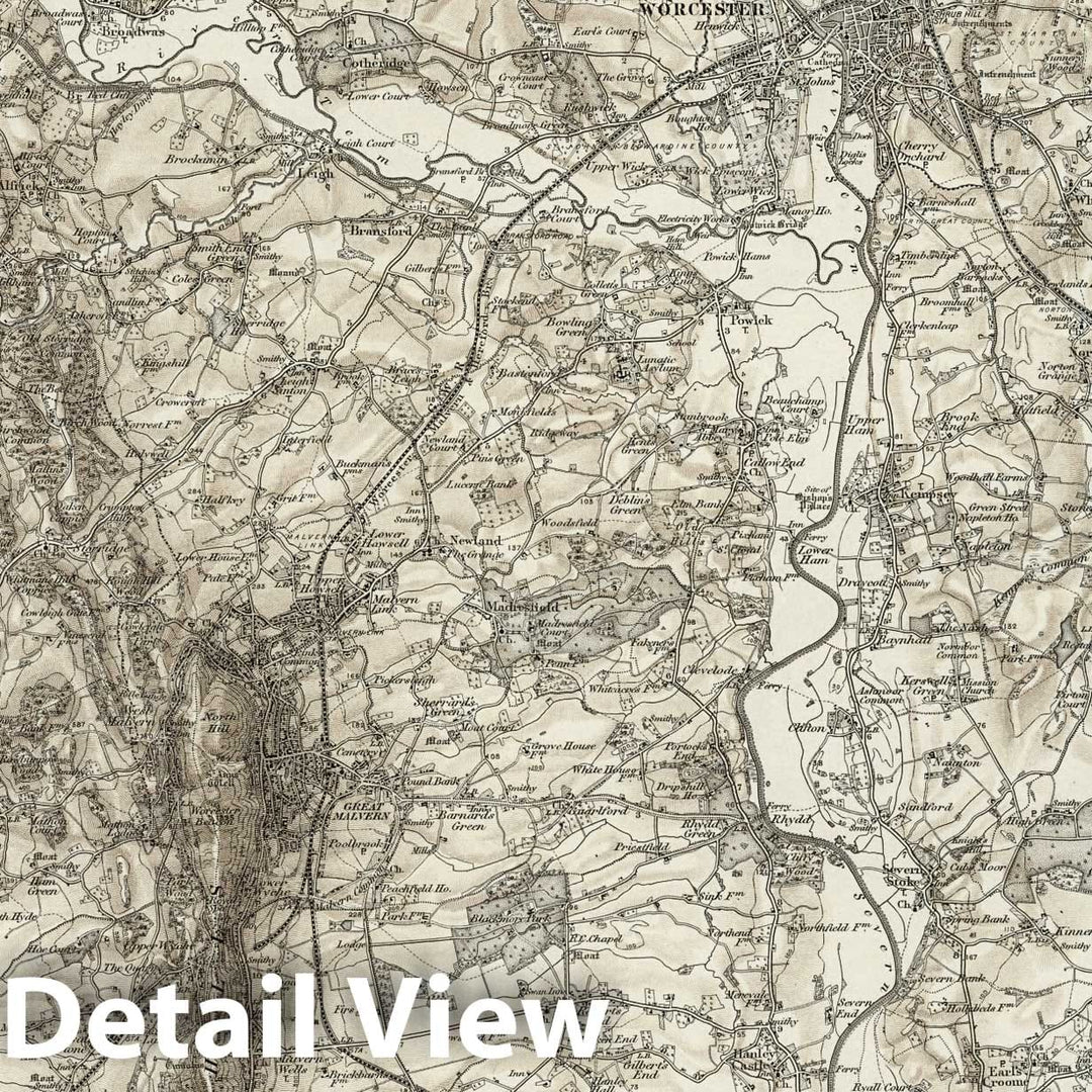 Historic Map : 199 Worcester (Hills) 1898 - Vintage Wall Art