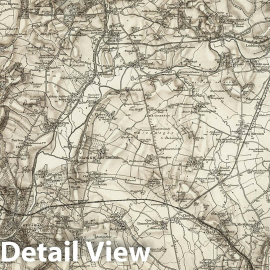 Historic Map : 200 Stratford on Avon (Hills) 1899 - Vintage Wall Art