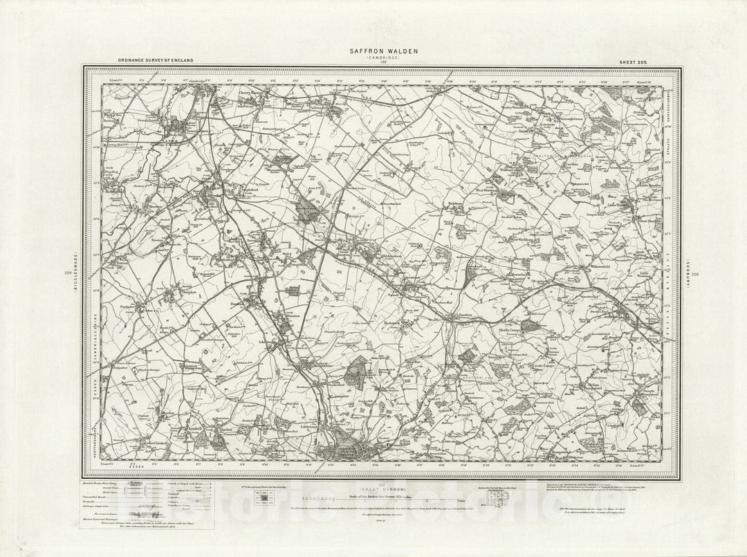 Historic Map : 205 Saffron Walden 1895 - Vintage Wall Art