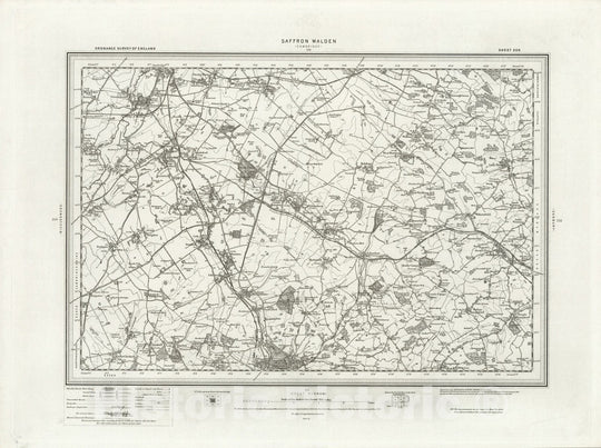 Historic Map : 205 Saffron Walden 1895 - Vintage Wall Art