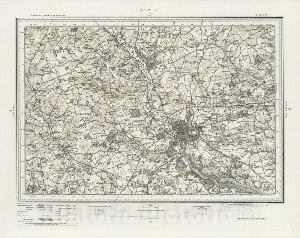 Historic Map : 207 Ipswich (Hills) 1896 - Vintage Wall Art