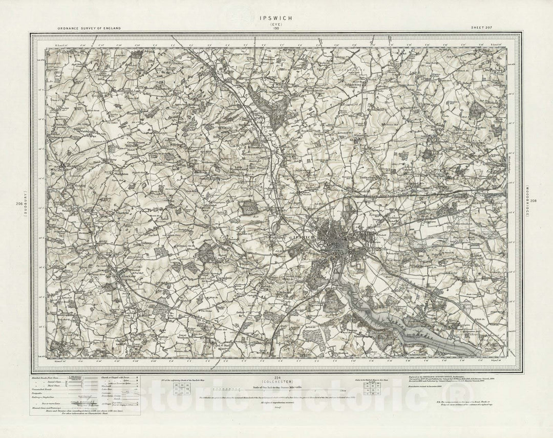Historic Map : 207 Ipswich (Hills) 1896 - Vintage Wall Art