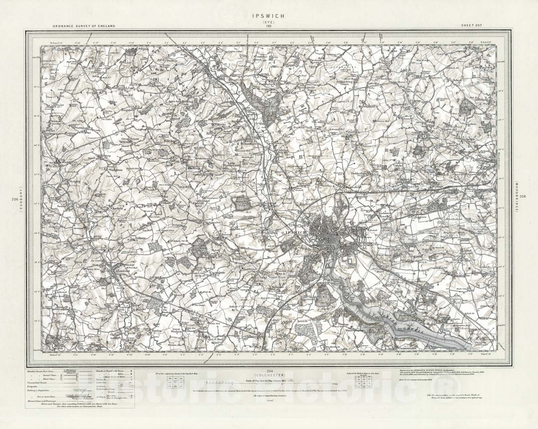 Historic Map : 207 Ipswich (Hills) 1896 - Vintage Wall Art