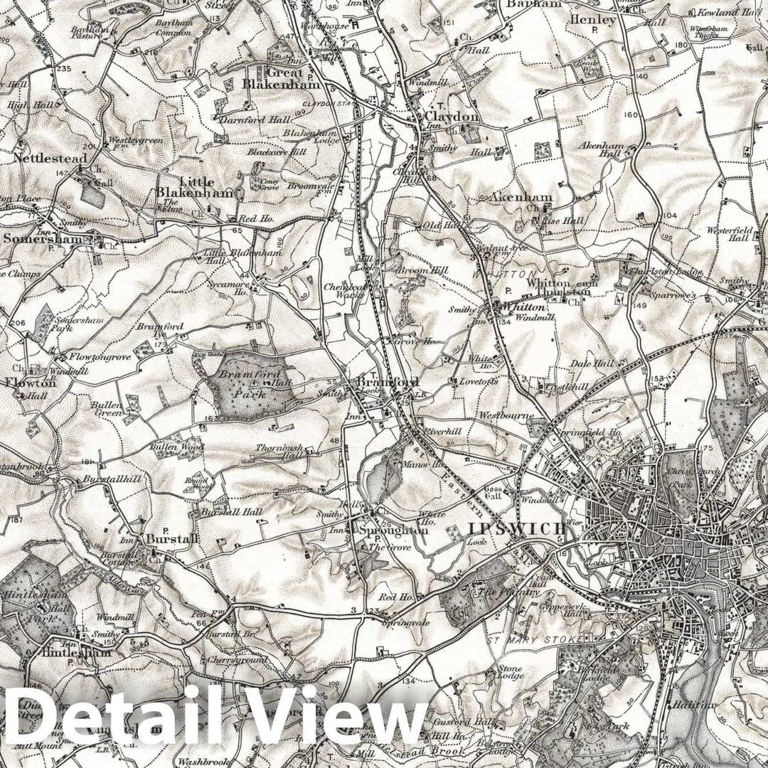 Historic Map : 207 Ipswich (Hills) 1896 - Vintage Wall Art