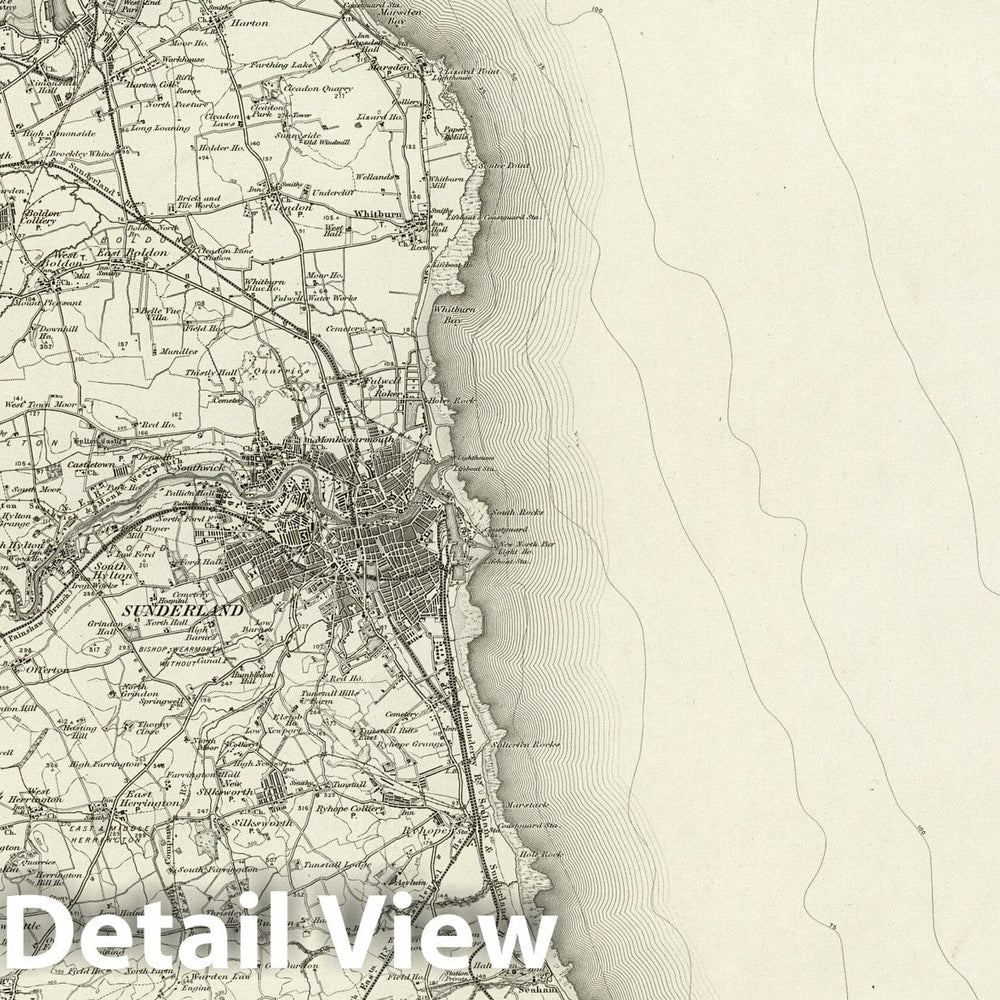 Historic Map : 21 Sunderland 1898 - Vintage Wall Art