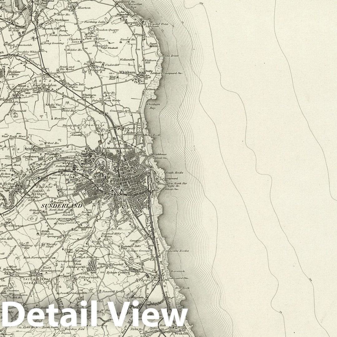 Historic Map : 21 Sunderland 1898 - Vintage Wall Art