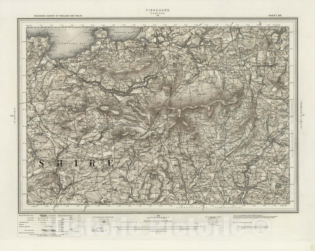 Historic Map : 210 Cardigan (Hills) 1898 - Vintage Wall Art