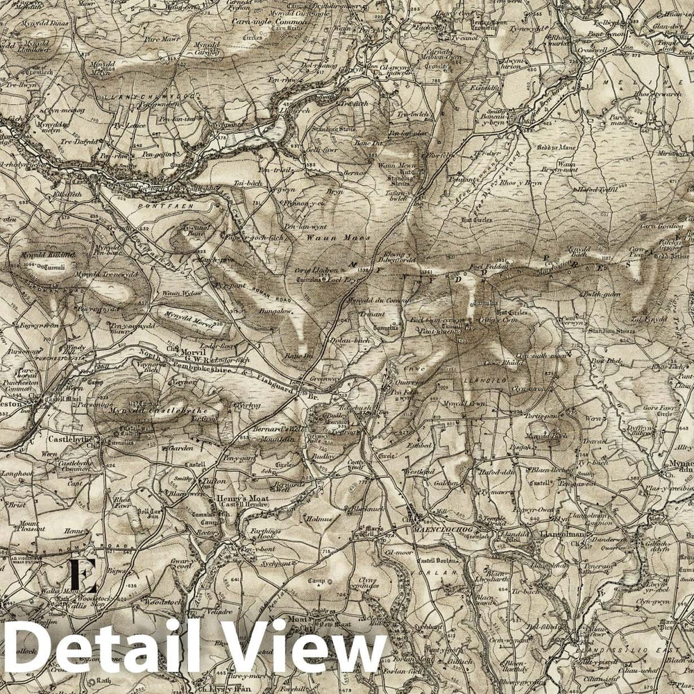Historic Map : 210 Cardigan (Hills) 1898 - Vintage Wall Art
