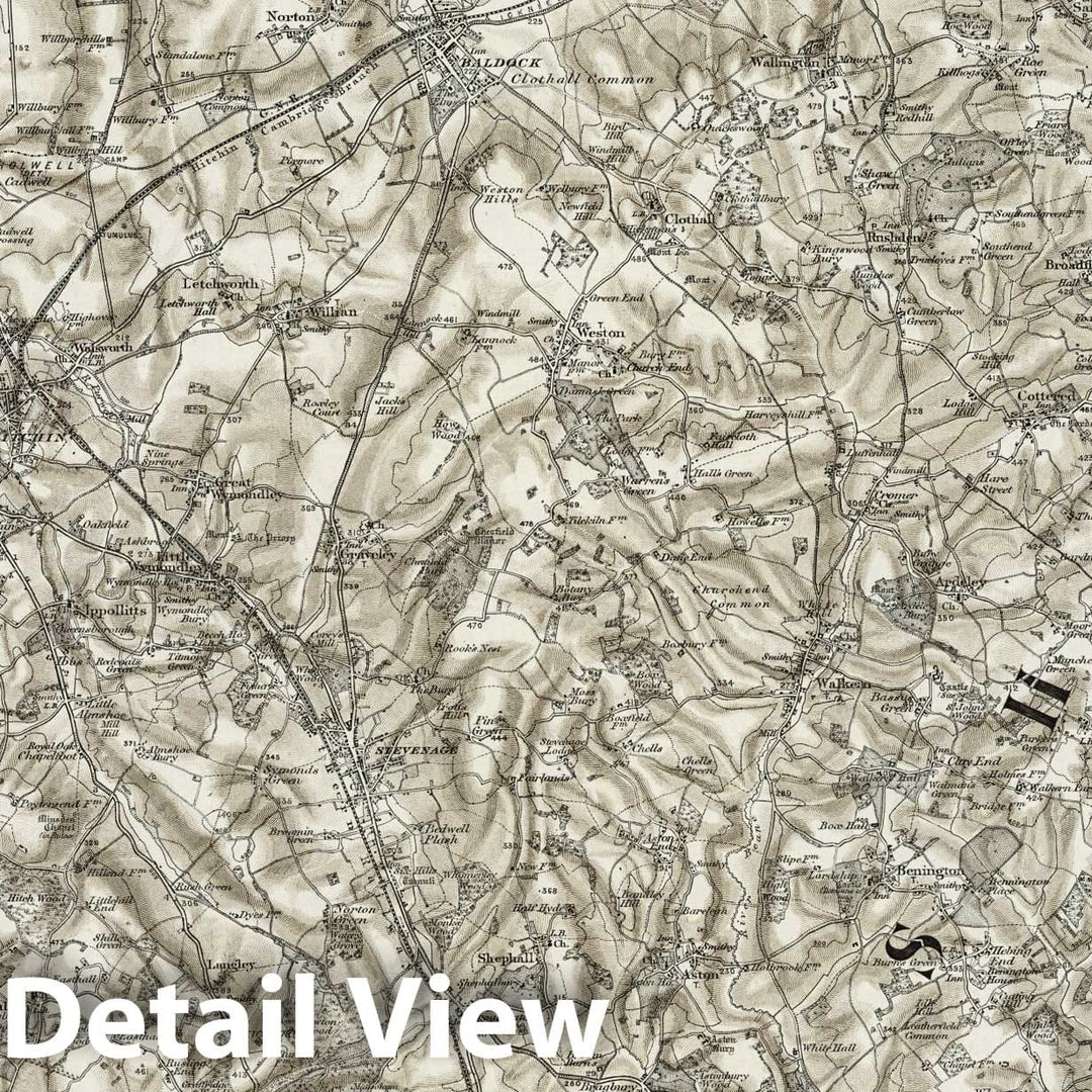Historic Map : 221 Hitchin (Hills) 1904 - Vintage Wall Art