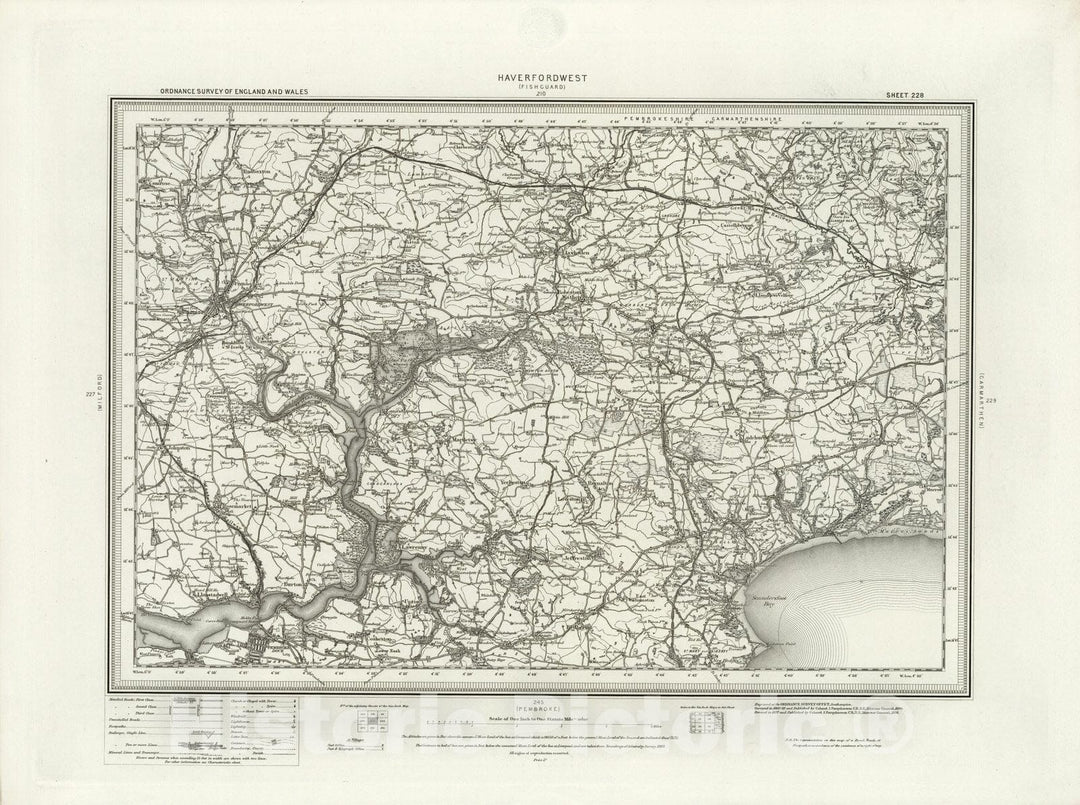 Historic Map : 228 Haverfordwest 1898 - Vintage Wall Art