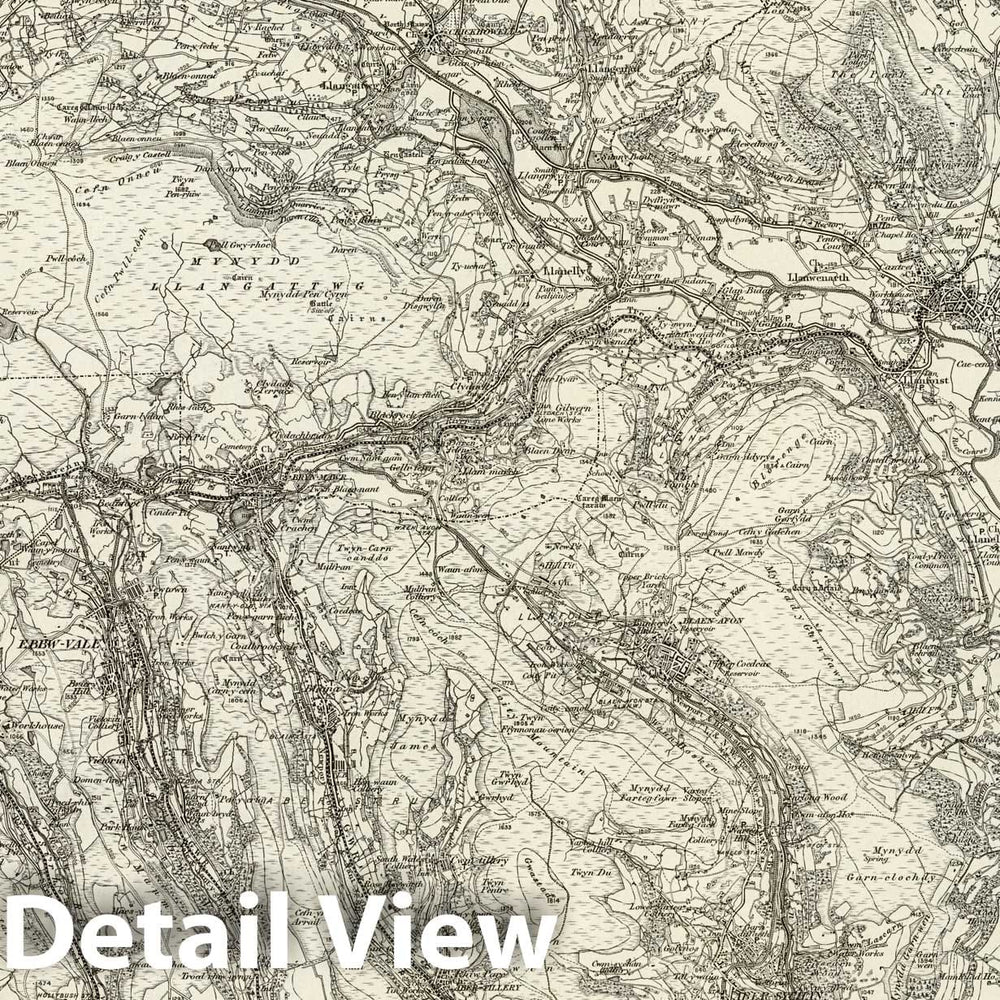 Historic Map : 232 Abergavenny 1898 - Vintage Wall Art