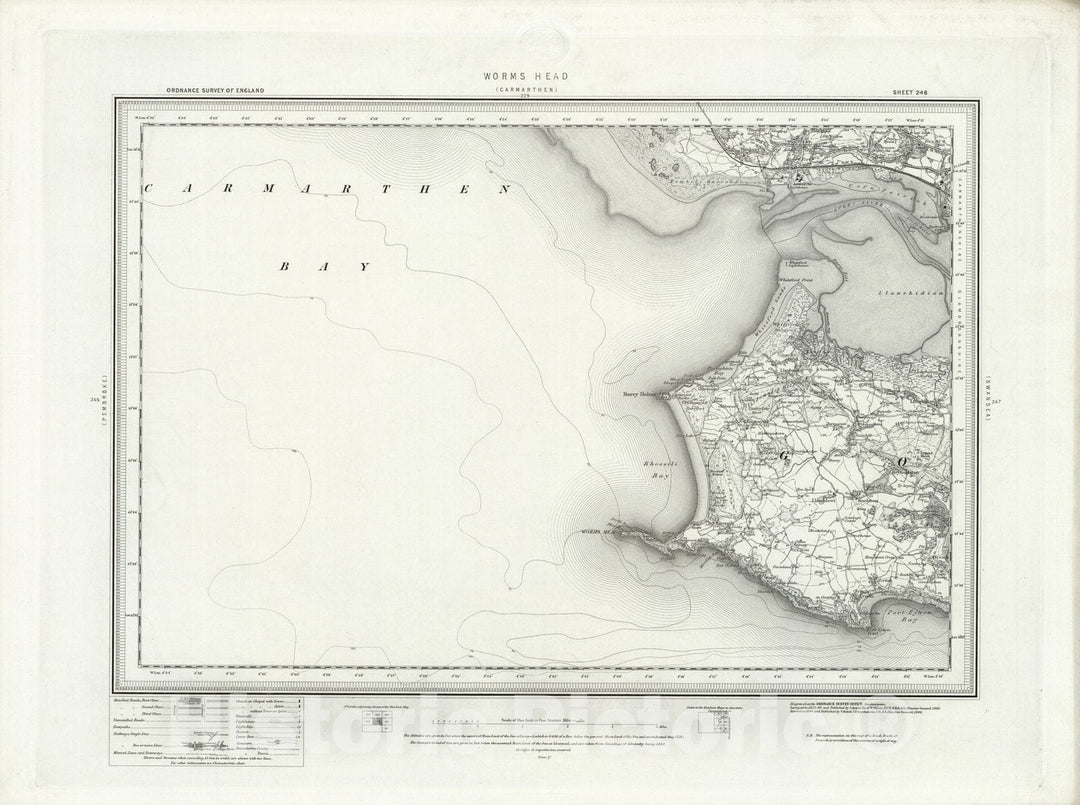 Historic Map : 246 Worms Head 1896 - Vintage Wall Art