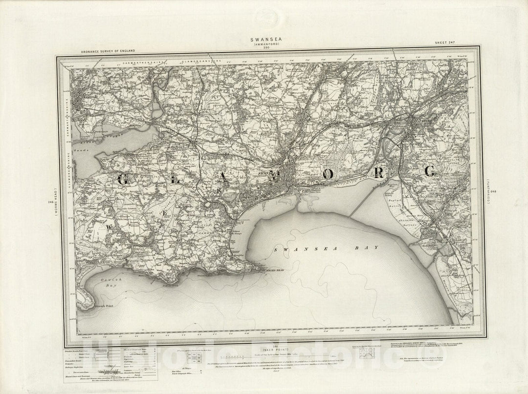Historic Map : 247 Swansea 1897 - Vintage Wall Art