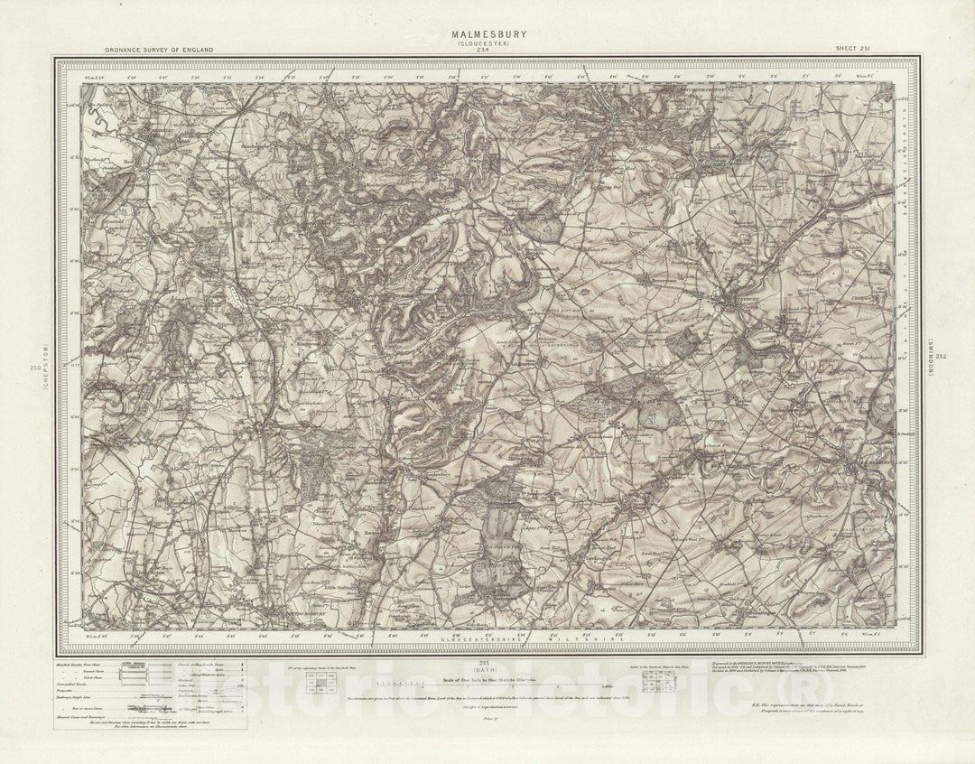 Historic Map : 251 Malmesbury (Hills) 1898 - Vintage Wall Art