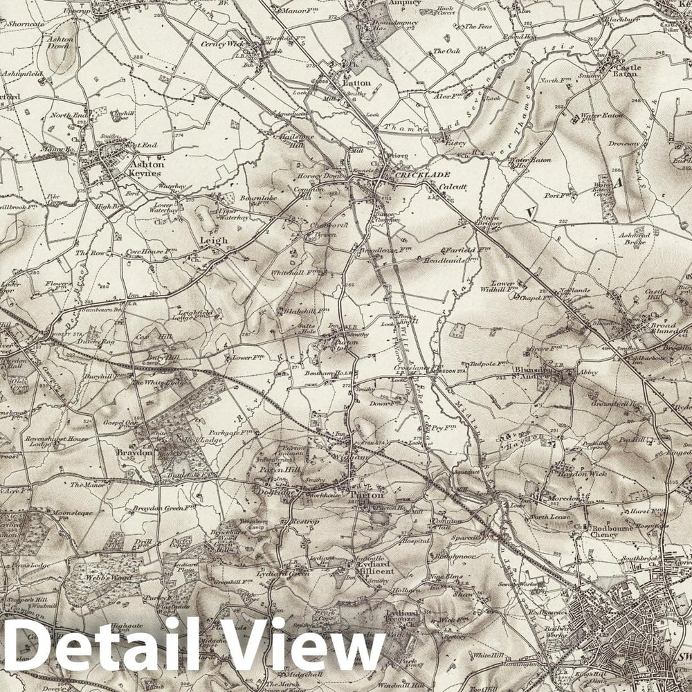 Historic Map : 252 Swindon (Hills) 1905 - Vintage Wall Art