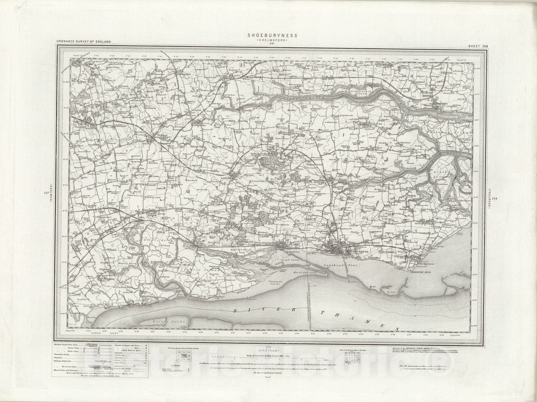 Historic Map : 258 Shoeburyness 1896 - Vintage Wall Art