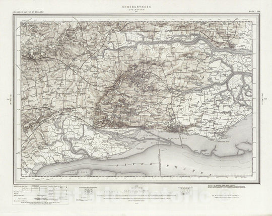 Historic Map : 258 Shoeburyness (Hills) 1896 - Vintage Wall Art