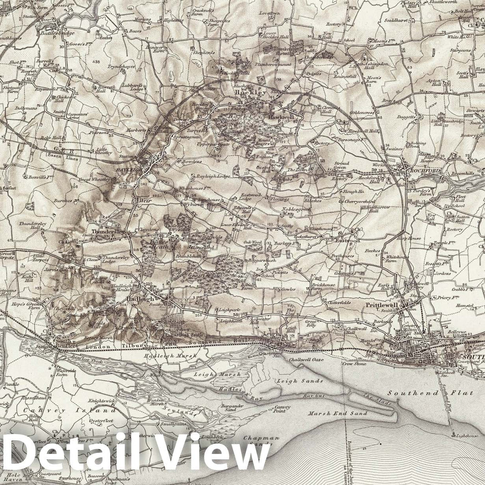 Historic Map : 258 Shoeburyness (Hills) 1896 - Vintage Wall Art