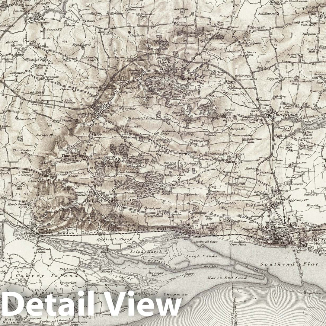 Historic Map : 258 Shoeburyness (Hills) 1896 - Vintage Wall Art