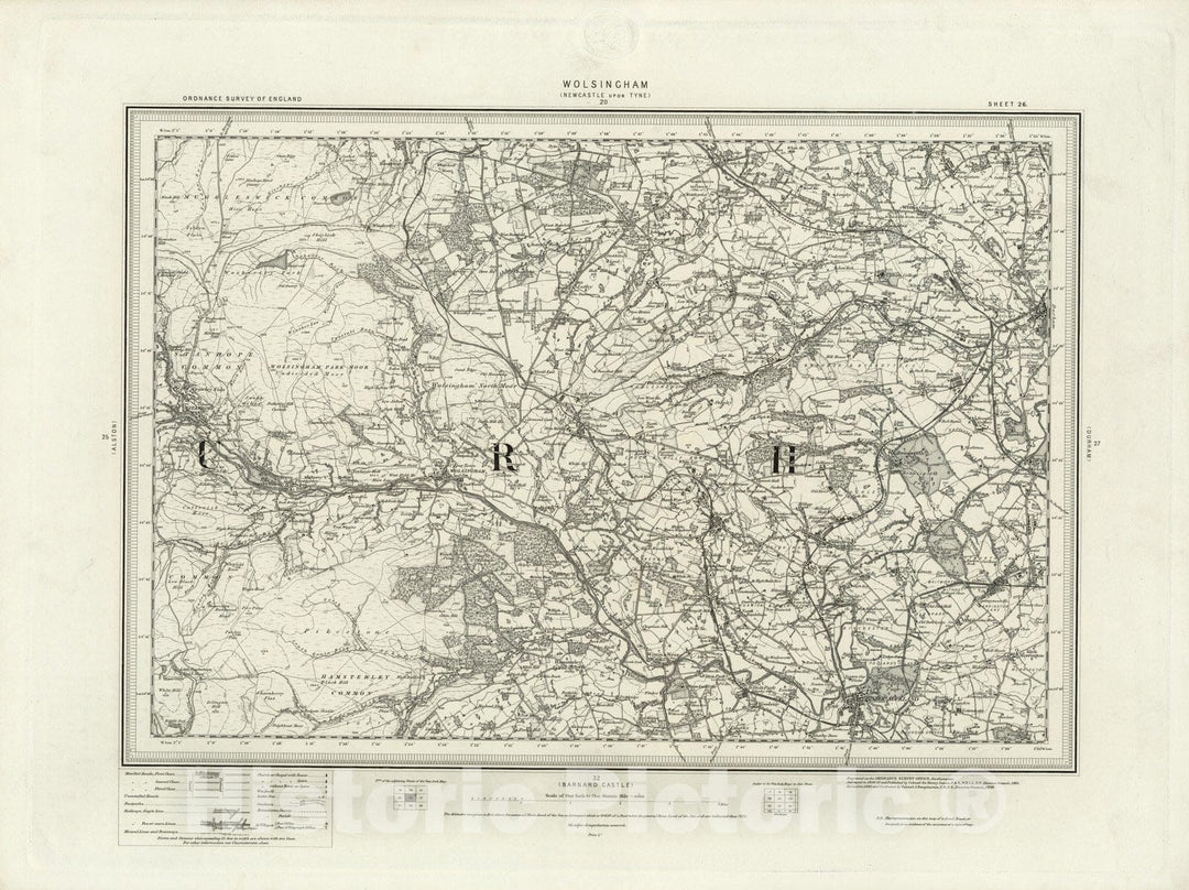 Historic Map : 26 Wolsingham 1898 - Vintage Wall Art