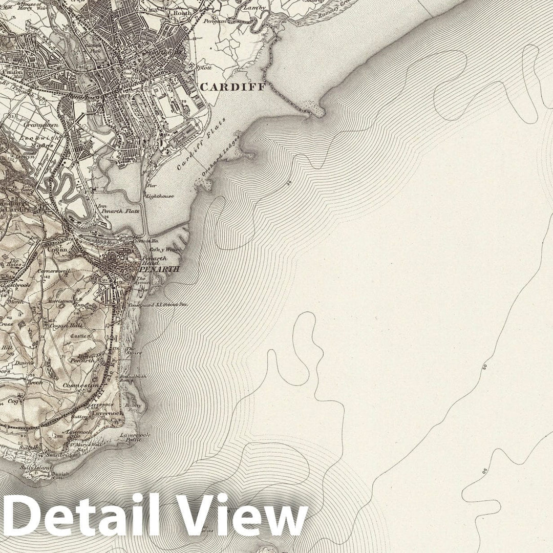 Historic Map : 263 Cardiff (Hills) 1898 - Vintage Wall Art