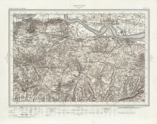 Historic Wall Map : 271 Dartford (Hills) 1896 - Vintage Wall Art
