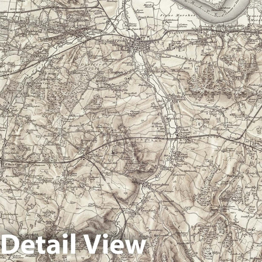 Historic Wall Map : 271 Dartford (Hills) 1896 - Vintage Wall Art
