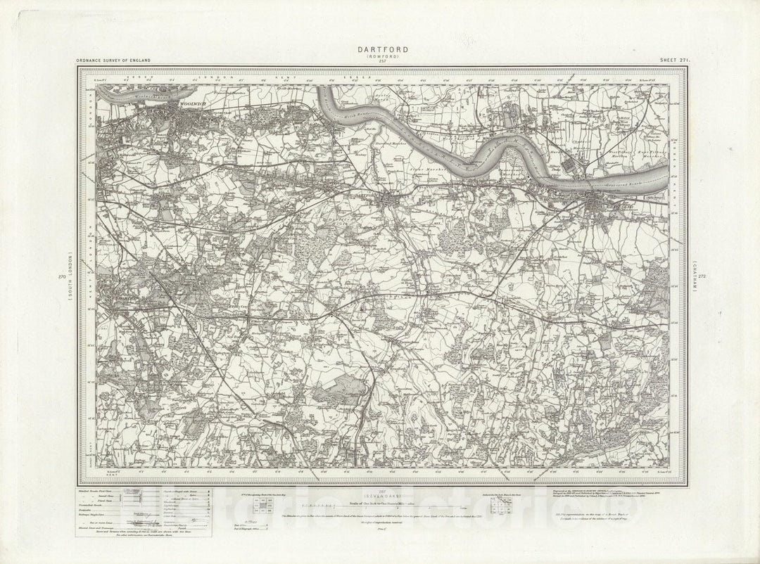 Historic Map : 271 Dartford 1896 - Vintage Wall Art