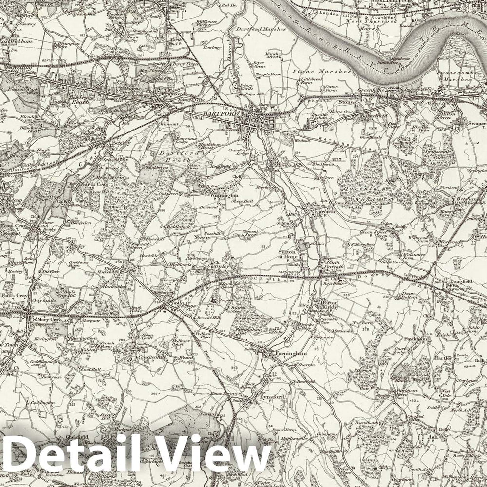 Historic Map : 271 Dartford 1896 - Vintage Wall Art