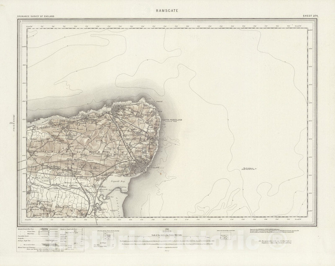 Historic Map : 274 Ramsgate (Hills) 1895 - Vintage Wall Art