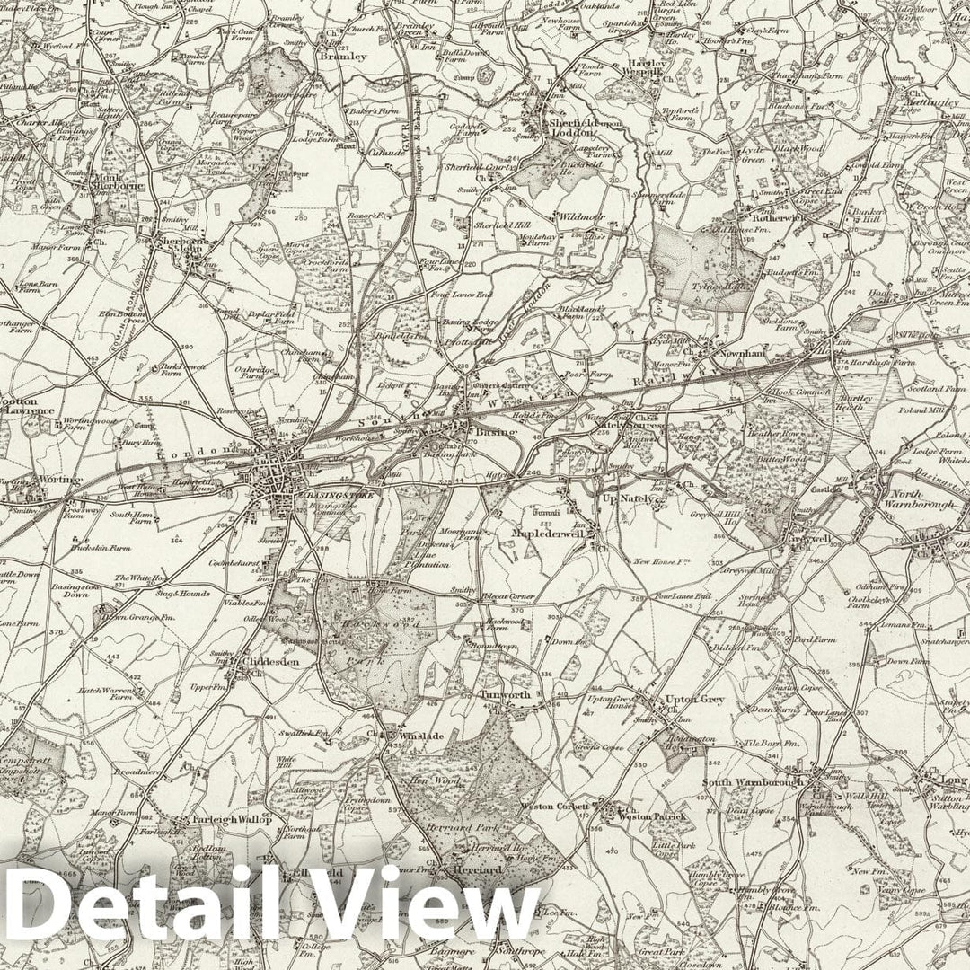 Historic Map : 284 Basingstoke 1895 - Vintage Wall Art