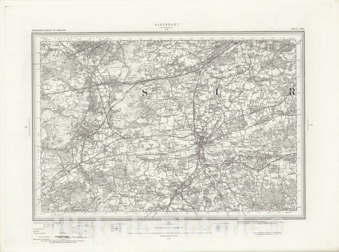 Historic Map : 285 Aldershot 1896 - Vintage Wall Art