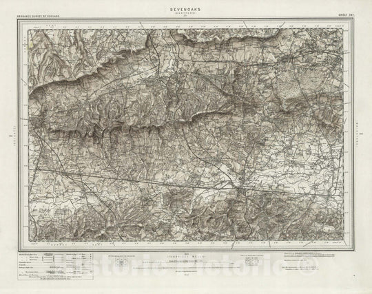 Historic Map : 287 Sevenoaks (Hills) 1895 - Vintage Wall Art