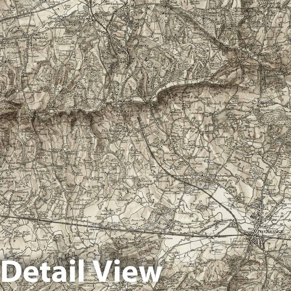 Historic Map : 287 Sevenoaks (Hills) 1895 - Vintage Wall Art