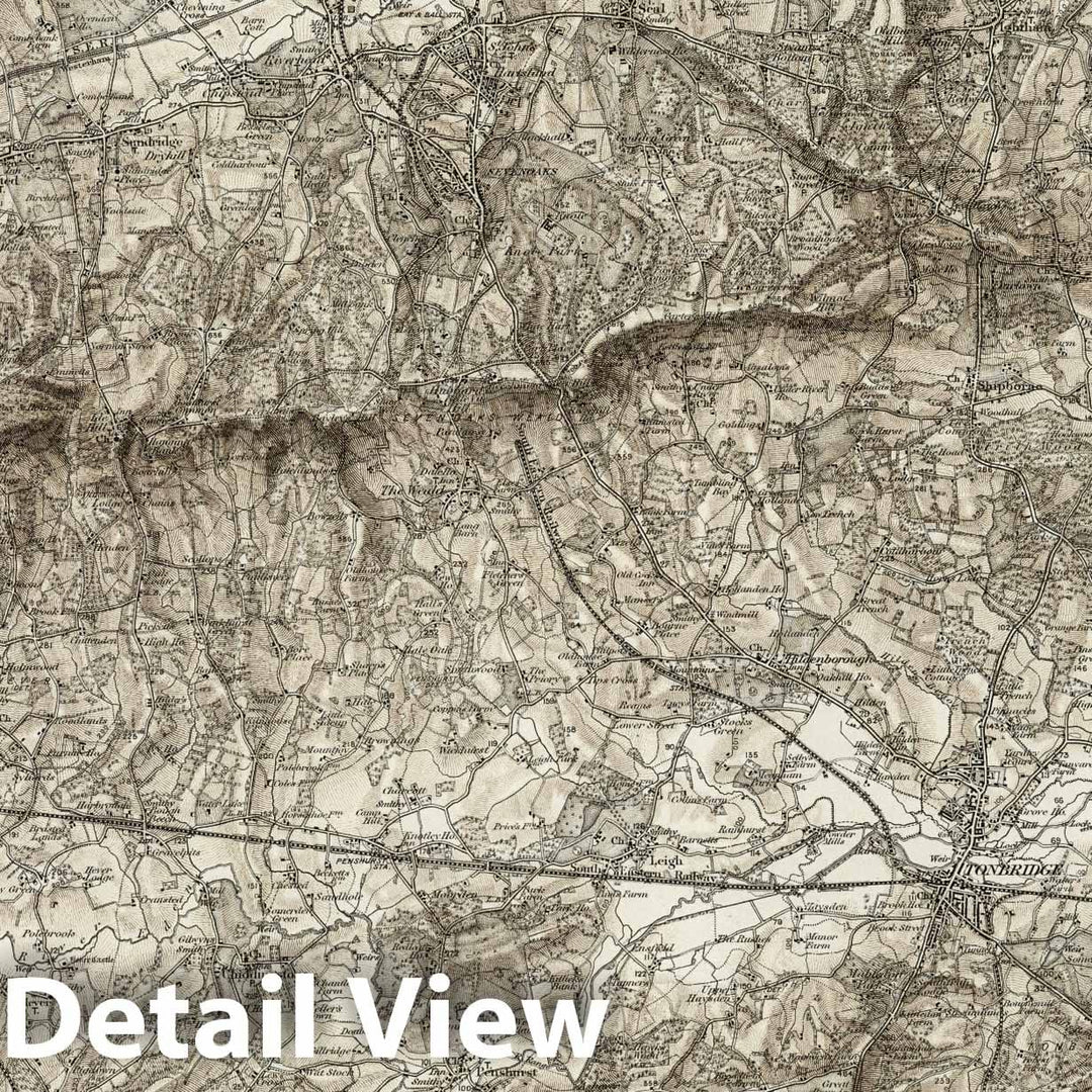 Historic Map : 287 Sevenoaks (Hills) 1895 - Vintage Wall Art