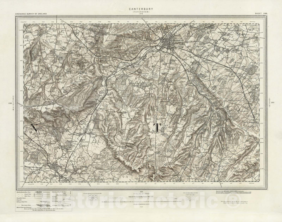 Historic Map : 289 Canterbury (Hills) 1895 - Vintage Wall Art