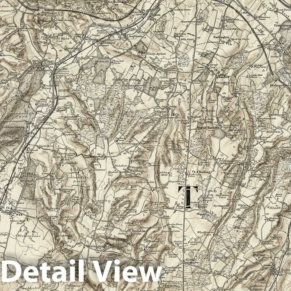 Historic Map : 289 Canterbury (Hills) 1895 - Vintage Wall Art