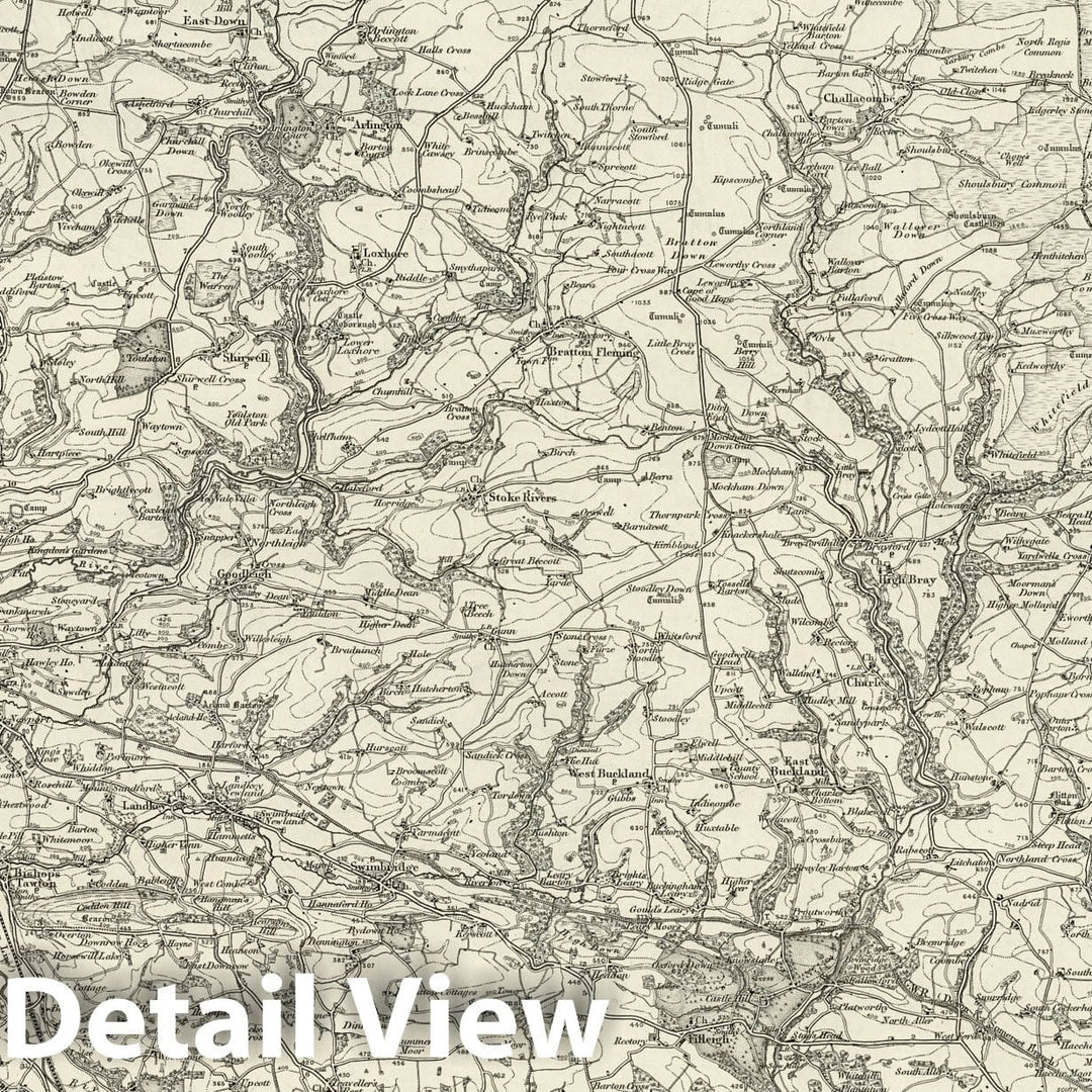Historic Wall Map : 293 Barnstaple 1898 - Vintage Wall Art