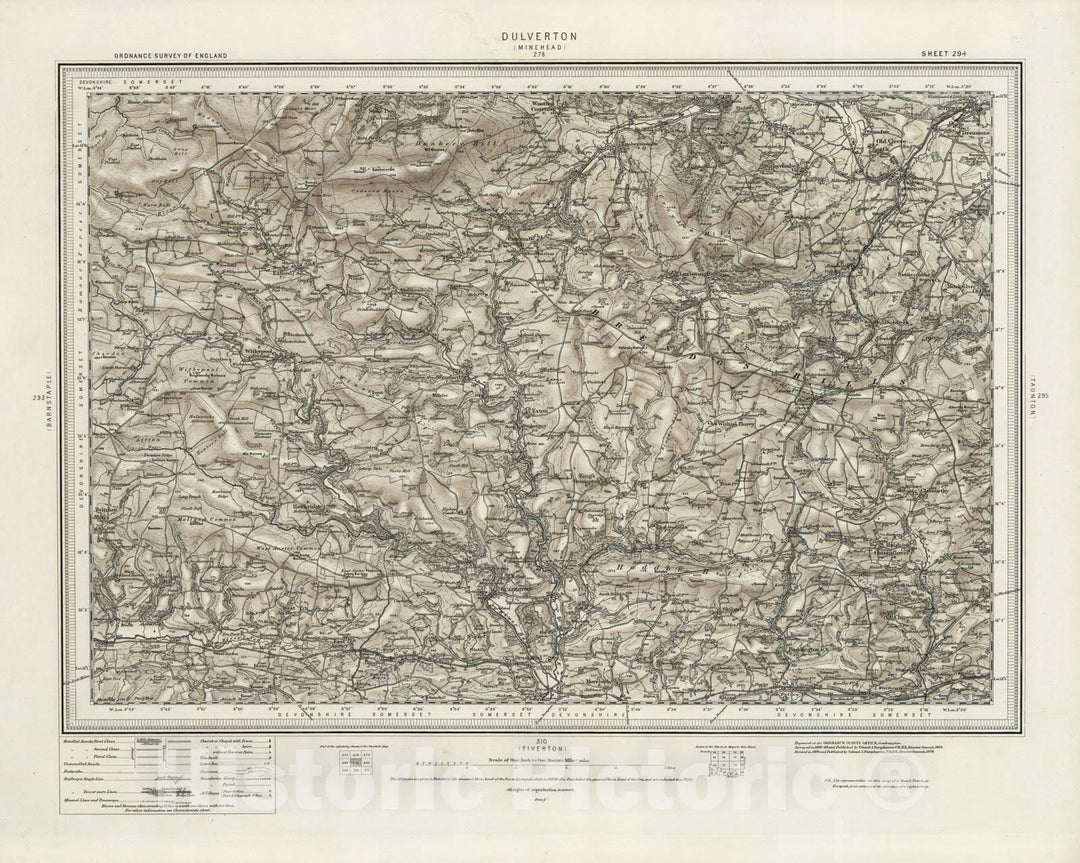 Historic Map : 294 Dulverton (Hills) 1898 - Vintage Wall Art