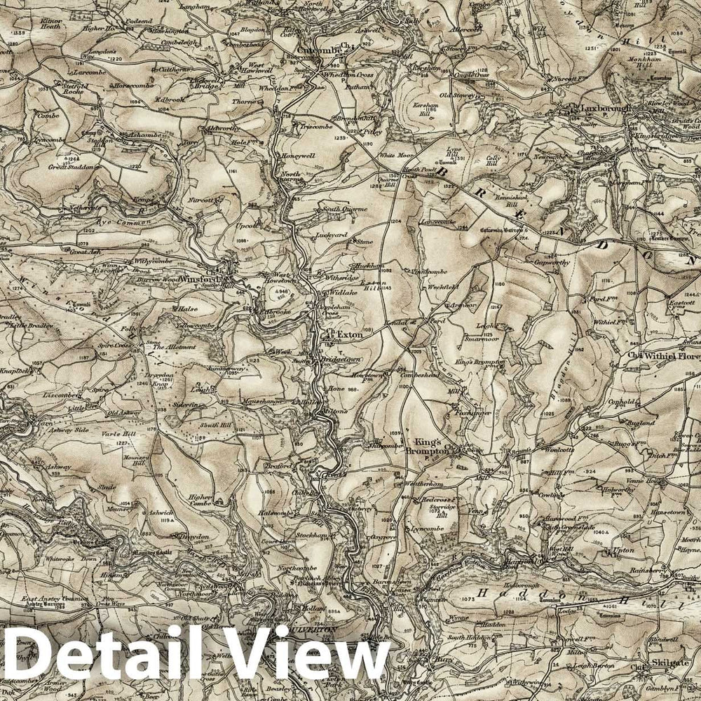 Historic Map : 294 Dulverton (Hills) 1898 - Vintage Wall Art