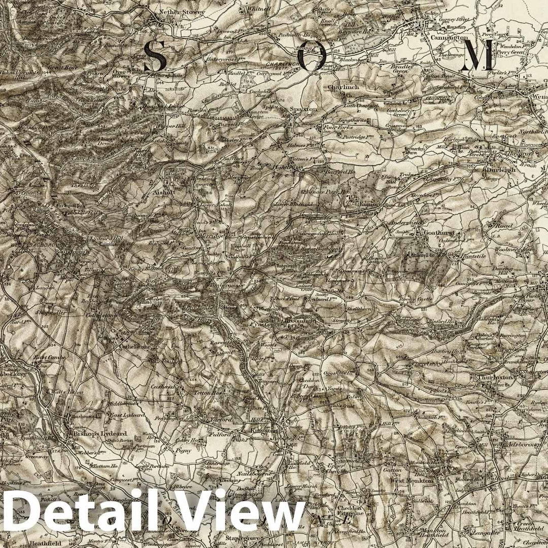 Historic Map : 295 Taunton (Hills) 1898 - Vintage Wall Art