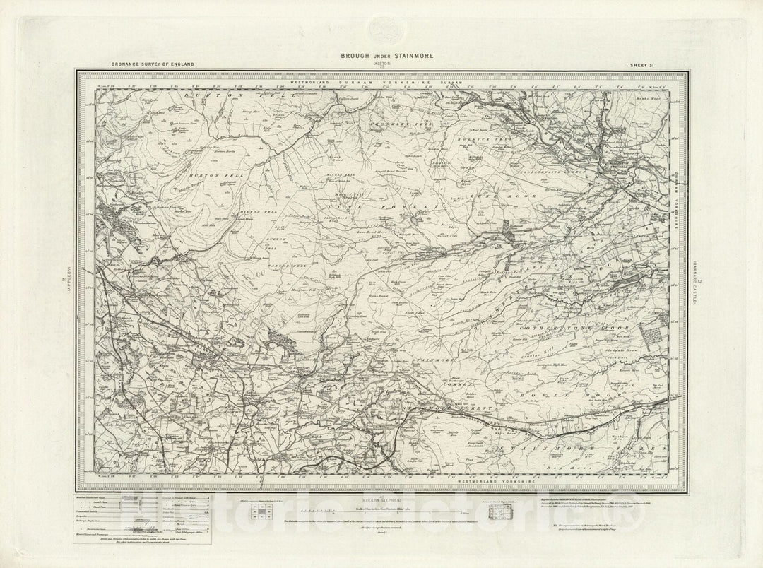 Historic Map : 31 Brough under Stainmore 1897 - Vintage Wall Art