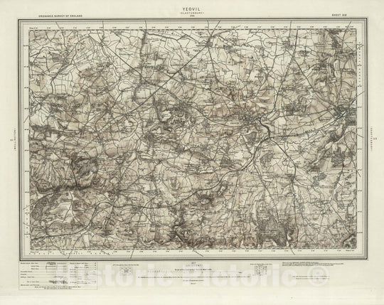 Historic Map : 312 Yeovil (Hills) 1898 - Vintage Wall Art