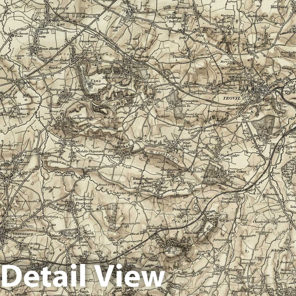 Historic Map : 312 Yeovil (Hills) 1898 - Vintage Wall Art