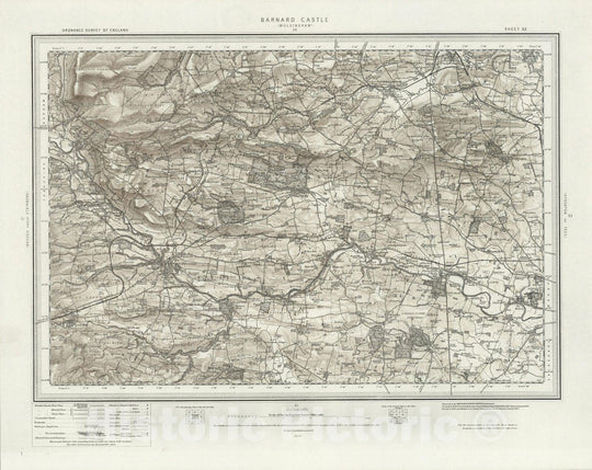 Historic Map : 32 Barnard Castle (Hills) 1897 - Vintage Wall Art