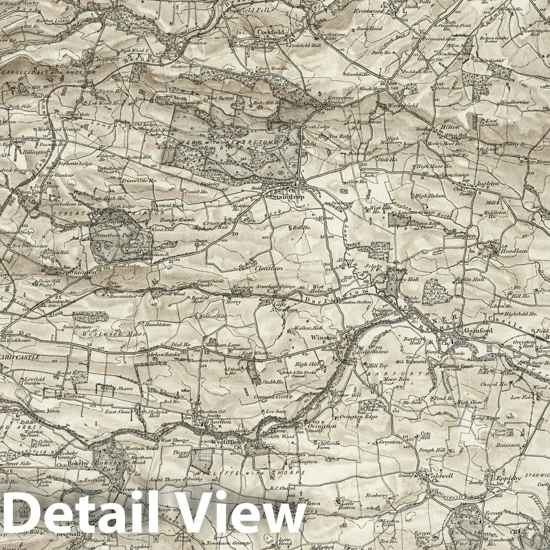 Historic Map : 32 Barnard Castle (Hills) 1897 - Vintage Wall Art