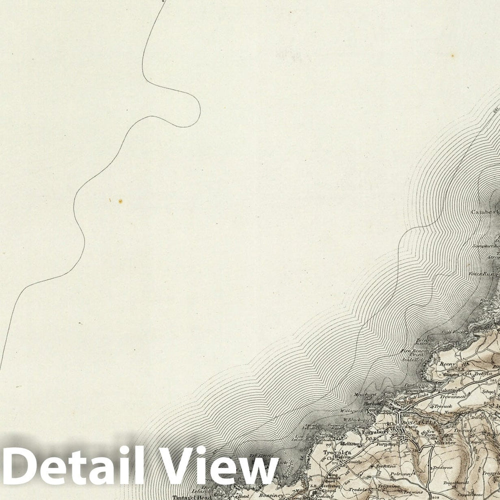 Historic Map : 322 Boscastle (Hills) 1909 - Vintage Wall Art