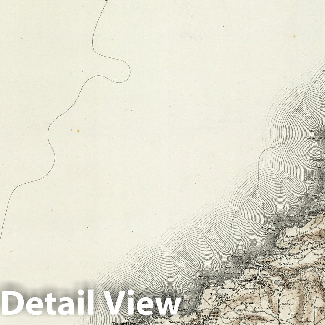 Historic Map : 322 Boscastle (Hills) 1909 - Vintage Wall Art