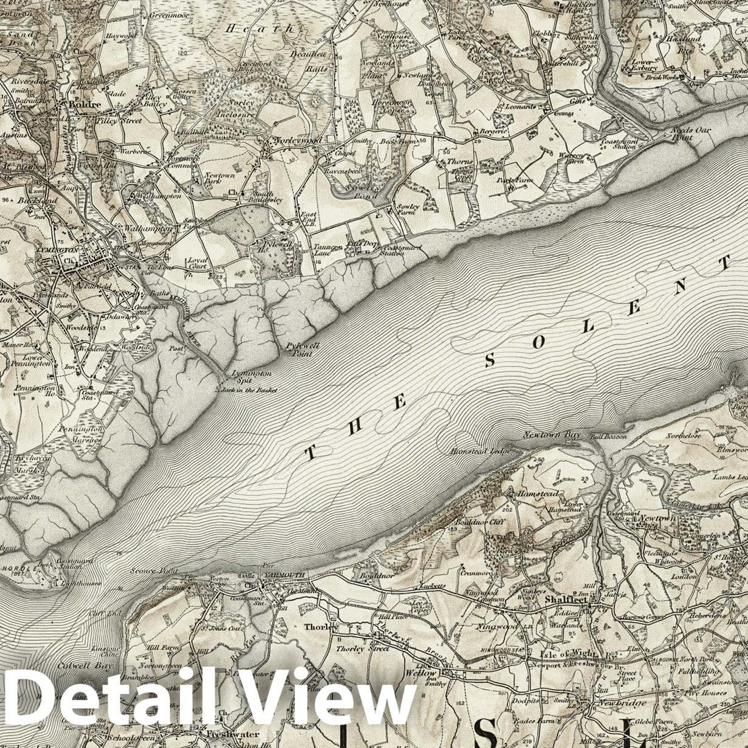 Historic Map : 330 Lymington (Hills) 1895 - Vintage Wall Art